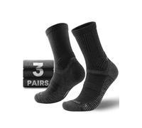 Juclise Mens Lightweight Micro Crew Hiking Socks Coolmax Merino Wool Compression Moisture Wicking Anti-Blister Cushioned (UK, Numeric, 12, 15, Regular, Regular, Onyx*2 + Charcoal*1)
