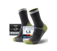 Juclise Mens Lightweight Micro Crew Hiking Socks Coolmax Merino Wool Compression Moisture Wicking Anti-Blister Cushioned (UK, Numeric, 12, 15, Regular, Regular, Lime*2 + Aqua Gray*1)