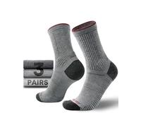 Juclise Merino Wool Hiking Socks Seamless Compression Moisture Wicking Anti-Blister Cushioned Walking Padded Mens (UK, Numeric, 12, 15, Regular, Regular, Charcoal + Taupe + Pebble Gray)