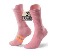 Juclise Womens Coolmax Bamboo Compression Running Crew Socks, Moisture Wicking Anti-Blister Hiking&Gym Athletic (UK, Numeric, 5, 8, Regular, Regular, Dusty Pink)