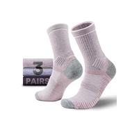 Juclise Womens Lightweight Micro Crew Hiking Socks Coolmax Merino Wool Compression Moisture Wicking Anti-Blister Cushioned (UK, Numeric, 3, 5, Regular, Regular, Plum Heather + Lilac + Taro Mochi)