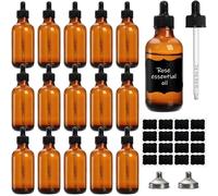 Jucoan 16 Pack Glass Dropper Bottles, 4 oz/120 ml Amber Glasses Bottle with Graduated Glass Eye Droppers for Essential Oils, Perfume, Leak Proof Travel Bottles for Liquids