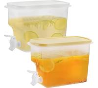 Jucoan 2 Pack 3.5L Fridge Beverage Drink Dispenser with Leak-Proof Spigot, Plastic Cold Drink Juice Beverage Dispenser Jug for Party Drink, Juice, Iced Tea, Lemonade, Cold Brew