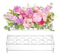 Jucoan 2 Pack Acrylic Flower Rectangular Floral Centerpiece, 24 Inch/60 cm Clear Rectangle Flower Vase with 24 Holes, Unique Bud Vase Modern for Wedding Dinning Table Home Decor