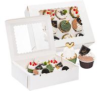 Jucoan 20 Pack Cupcake Boxes 12 Counts White Paper Cupcake Container with Inserts and Window, Bakery Container Dozen Cupcake Carrier Boxes for Muffins, Cookies, Pastry