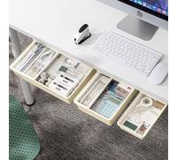 Jucoan 3 Pack Under Desk Drawer, Self-Adhesive Under Table Organizer, Hidden Drawers Pencil Tray, Add a Drawer Under Table Easily, Attachable Desktop Organizer for Office School Home Desk, White