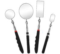 Jucoan 4 Pack Telescoping Inspection Mirror, Flexible Inspection Mirror Round and Rectangular Adjustable Inspection Mirror for Observing Vehicle Small Details,Extends up to 25 Inch, 360 Swivel
