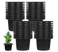 Jucoan 40 Pack 4 Inch Net Pots, Garden Slotted Mesh Net Cups, Plastic Orchids Pot Plant Nursery Basket with Wide Lip for Aquaponics, Hydroponics