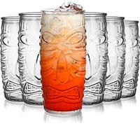 Jucoan 6 Pack 20oz/600 ml Modern Bar Tiki Glasses Tiki Cup Tiki Mug, Double Old Fashioned Glass, Hawaiian Style Glass, Perfect for Mai Tai, Exotic Zombie Cocktails, Tropical Island Drinks