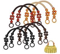 Jucoan 8 PCS Wooden Beaded Purse Handles, 4 Colors Rustic Bead Purse Strap Handles Replacement, 47 cm Nylon Bag Handles with Beads and Rope for Summer Beach Bag Macrame Crochet Bag DIY Supplies