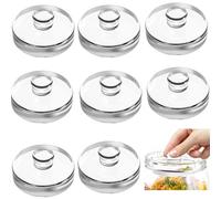 Jucoan 9 Pack Fermentation Glass Weights with Easy Grip Handles, Heavy Glass Fermenting Lids Kit for Wide Mouth Mason Jar Pickle Jar Fermenting Sauerkraut, Kimchi