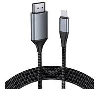 JUCONU HDMI Cable for iPhone, Upgraded 1080P HDTV HDMI Connector Adapter Cable, Digital AV Video Sync Screen Converter Cable Compatible with iPhone/i-Pad devices(4m, Grey)