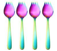 JUCOXO Sporks 4 Pack Stainless Steel Sporks 5.9 Inch Spork Spoon for Ice Cream Spoon Salad Forks, Fruit Appetizer Dessert Spoons (Rainbow)