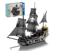 JUCYJULY Black Pearl Pirate Ship Model Building Block Set, 1424 PCS MOC Titanic Ship Building Blocks Kit, Black Sorcerer Cruise Boat Sailboat Micro Mini Bricks Toys Gifts for Adults Kids (653000)