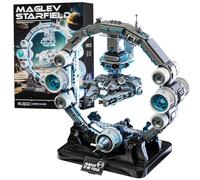 JUCYJULY Magnetic Suspension Spaceship Building Kit - 1196PCS Adult Collectible Space Model | Futuristic Starfield Ring with Levitating Components | Compatible with Major Brands