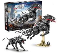JUCYJULY MUTANT HORSE™ Post-Apocalyptic Building Set - 998-Piece 2-in-1 Mech Horse & Panther with Ruined City Baseplate