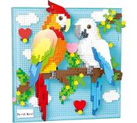 JUCYJULY PixelArt Studio Mandarin Duck Mural Mini Micro-Block Building Kit - 1700 Pieces - Colorful Bird 3D Wall Art - for Adults & Teens (12+) - Collectible Home Decor