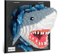 JUCYJULY Shark Mural Building Kit - 3D Pixel Art Wall Decor for Adults | 2166 Pieces | Animal Micro Mini Building Blocks Set Toy Gift for Adults, Home Decor (669-40)