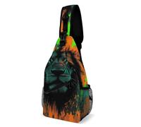 Judah Rasta Rastafari Jamaica Reggae Splash Lion Art Men Women Daypack Anti Theft Sling Bag Multiple Pockets Chest Bag For Camping Hiking Travel