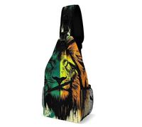 Judah Rasta Rastafari Jamaica Reggae Splash Lion Art Unisex Daypack Lightweight Crossbody Backpack Small Sling Bag For Cycling Travel Sports