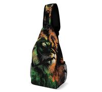 Judah Rasta Rastafari Jamaica Reggae Splash Lion Art Women Men Sling Bag Small Daypack Breathable Crossbody Bags For Camping Travel Workout