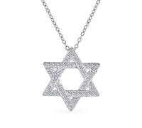 Judaic Jewelry Star of David Pendant Necklace CZ Gold Plate Sterling Silver