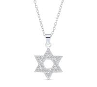 Judaic Jewelry Star of David Pendant Necklace CZ Gold Plate Sterling Silver