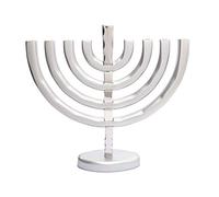 Judaica Modern Silver Anodized Aluminum Hanukkah Chanukah Menorah-Made in Israel by Yair Emanuel