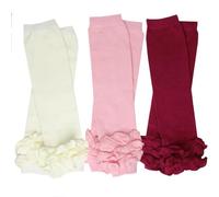 juDanzy 3 Pairs of Baby Girls Leg Warmers for Newborn, Infant, Toddler, Child baby-girls|Plum, Rose, Cream Ruffle|One Size