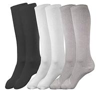 juDanzy 3 Pairs of Boys and Girls Solid Knee High Uniform Socks for School, Soccer, Football, AFO etc. - Black, White, and Gray - 4-6 Years