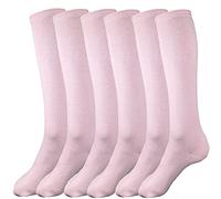juDanzy 3 Pairs of Boys and Girls Solid Knee High Uniform Socks for School, Soccer, Football, AFO etc. - Light Pink - 10-15 Years