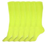 juDanzy 3 Pairs of Boys and Girls Solid Knee High Uniform Socks for School, Soccer, Football, AFO etc. - Neon Yellow- 6-10 Years