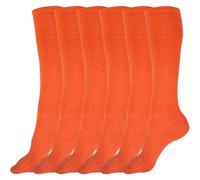 juDanzy 3 Pairs of Boys and Girls Solid Knee High Uniform Socks for School, Soccer, Football, AFO etc., Orange, Large