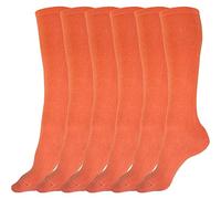 juDanzy 3 Pairs of Boys and Girls Solid Knee High Uniform Socks for School, Soccer, Football, AFO etc., Orange, Large