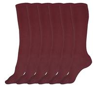 juDanzy 3 Pairs of Boys, Girls and Adult Solid Knee High Uniform Socks for School, Soccer, Football, AFO etc., Maroon, 10-15 Years