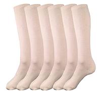 juDanzy 3 Pairs of Boys, Girls and Adult Solid Knee High Uniform Socks for School, Soccer, Football, AFO etc., Oatmeal, 10-15 Years
