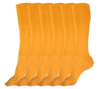juDanzy 3 Pairs of Boys, Girls and Adult Solid Knee High Uniform Socks for School, Soccer, Football, AFO etc., Gold, 4-6 Years