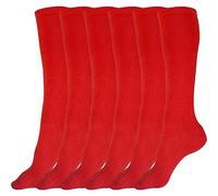 juDanzy 3 Pairs of Boys, Girls and Adult Solid Knee High Uniform Socks for School, Soccer, Football, AFO etc., Red, Large