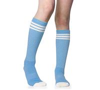 juDanzy Baby, Toddler and Kids Knee High Tube Socks for Boys and Girls with Grips (1 Pair) - Columbia blue - 6-10 Years