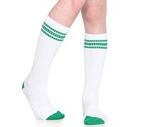 juDanzy Baby, Toddler and Kids Knee High Tube Socks for Boys and Girls with Grips (1 Pair) - White green - 4-6 Years
