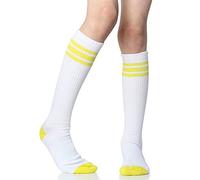 juDanzy Baby, Toddler and Kids Knee High Tube Socks for Boys and Girls with Grips (1 Pair) - White Yellow - 2-4 Years