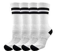 juDanzy J-Socks 2 Pack of Men's Premium Athletic Sports Team Crew Socks for Football, Basketball and Lacrosse, White With Black Stripes, Large