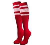 juDanzy J-Socks Premium Triple Stripe Adult Knee High Tall Athletic Skater Tube Socks - red - Small