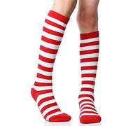 juDanzy Knee High Socks with Grips for Babies, Toddlers and Children (1 Pair) - red stripe - 0-6 Months