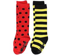 juDanzy Knee High Tall Socks with Grips for Babies, Toddlers, and Children (2 Pair Bee & Ladybug) - - 2-4 Years
