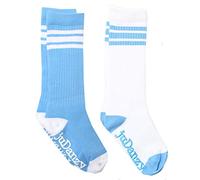 juDanzy knee high team color tube socks for toddler and youth boys and girls (2 Pack) (2-4 Years With Anti-slip grip, Columbia Blue)