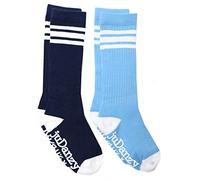 juDanzy knee high tube socks for boys, girls, baby, toddler & child (6-10 Years, Navy & Columbia Blue with White Stripes)