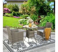 Judas 2-Seater Garden Bistro Set for Patio in Rattan Home Garden Direct Grey One Size