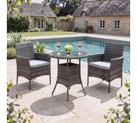 Home Garden Direct Judas 2-Seater Garden Bistro Set for Patio in Rattan in Grey Home Garden Direct Grey