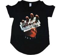 Judas Priest Ladies Fashion T-Shirt British Steel Cutouts Black (S)